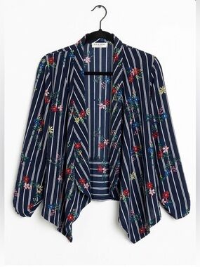 Jon & Anna Floral & Striped Open Front Cardigan size medium